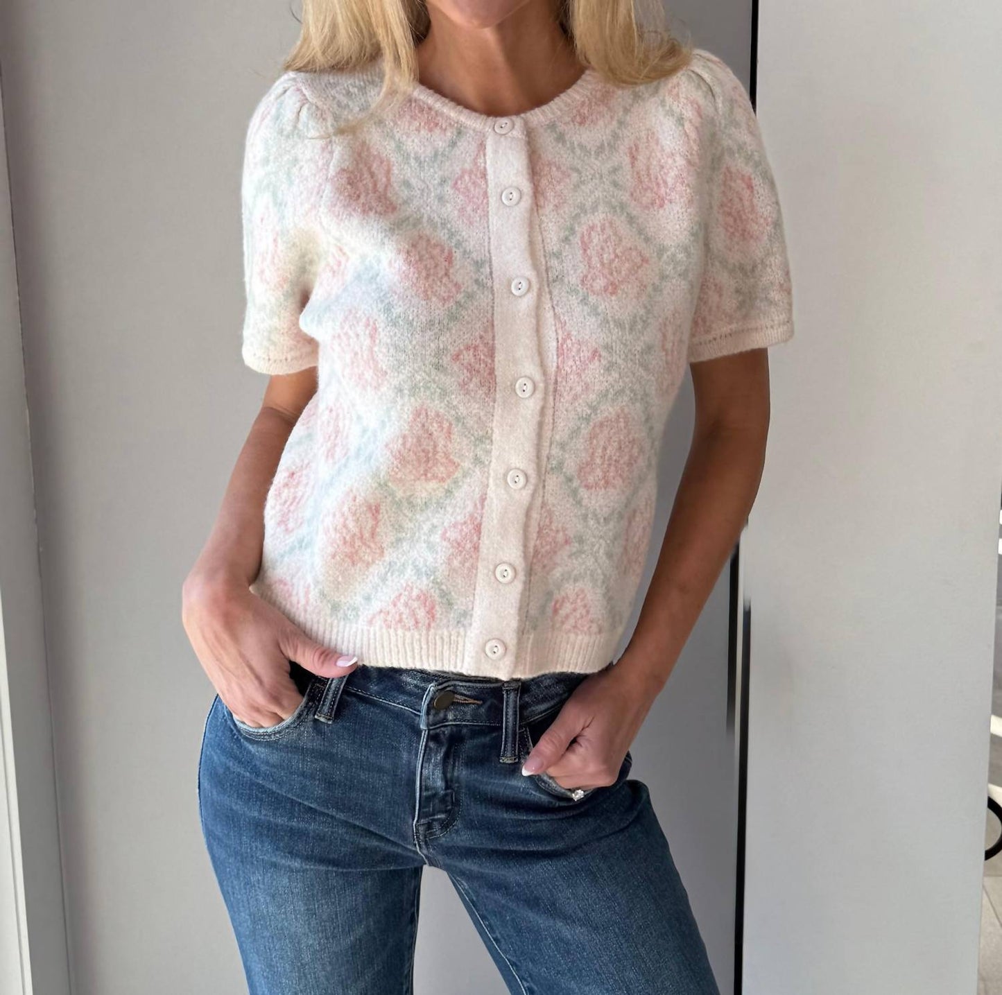 &Merci - Floral Short Sleeve Cardigan