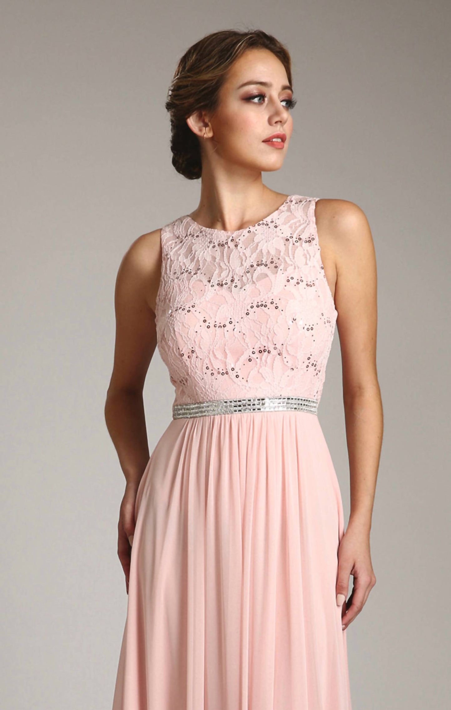 Fiesta Fashion - Lace And Satin Long Bridesmaids Maxi Dress