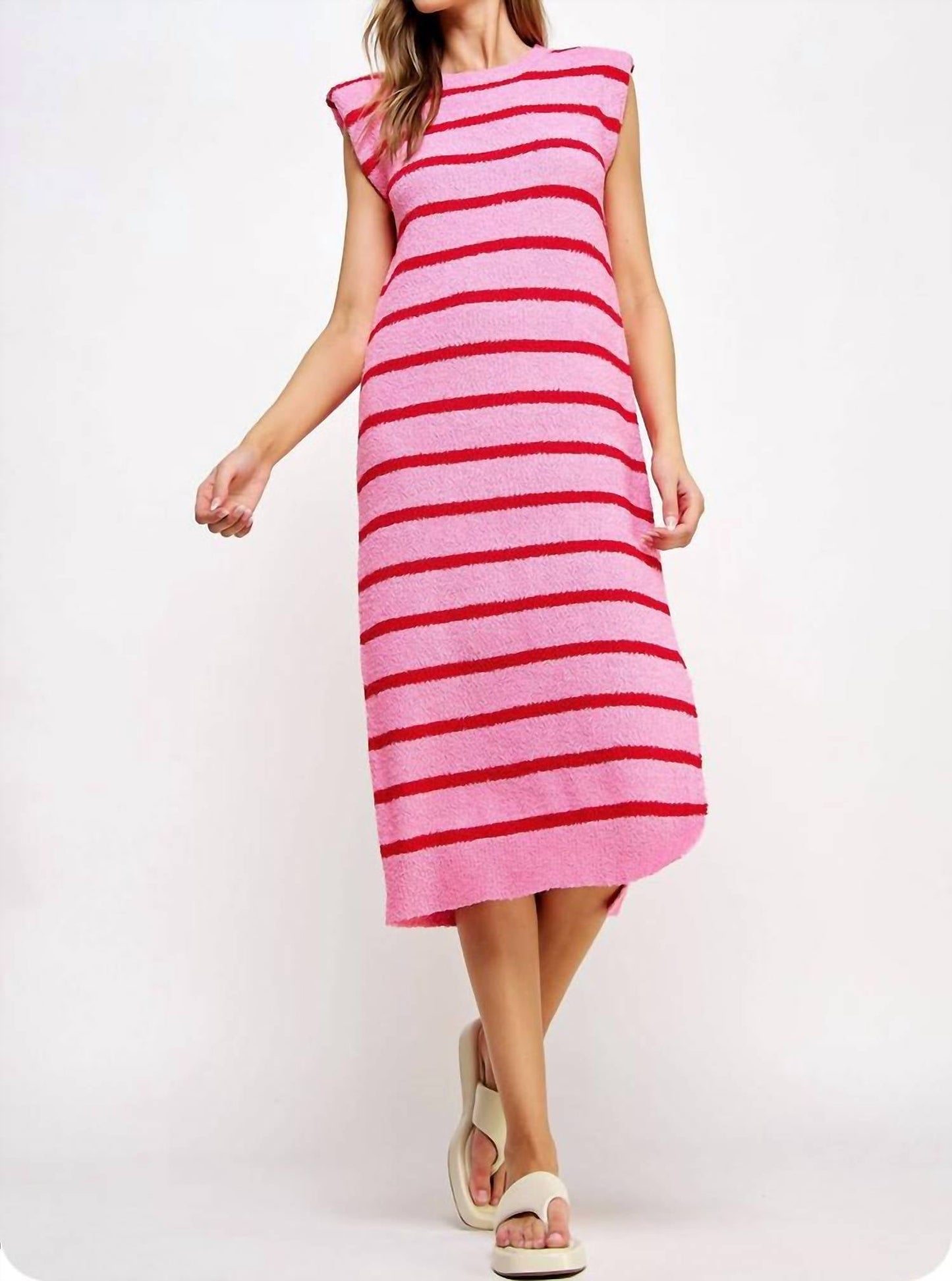 Strut & Bolt - Sleeveless Striped Knit Sweater Dress