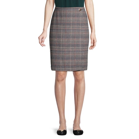 Calvin Klein Women s Plaid Tweed Pencil Skirt Brown Size 4