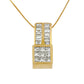 14K Yellow Gold 1 1/4 cttw Princess and Baguette Cut Geometric Inspired Diamond Pendant Necklace (H-I, VS1-VS2)