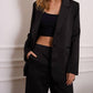 Attentif - Satin Blazer With Shoulder Pads
