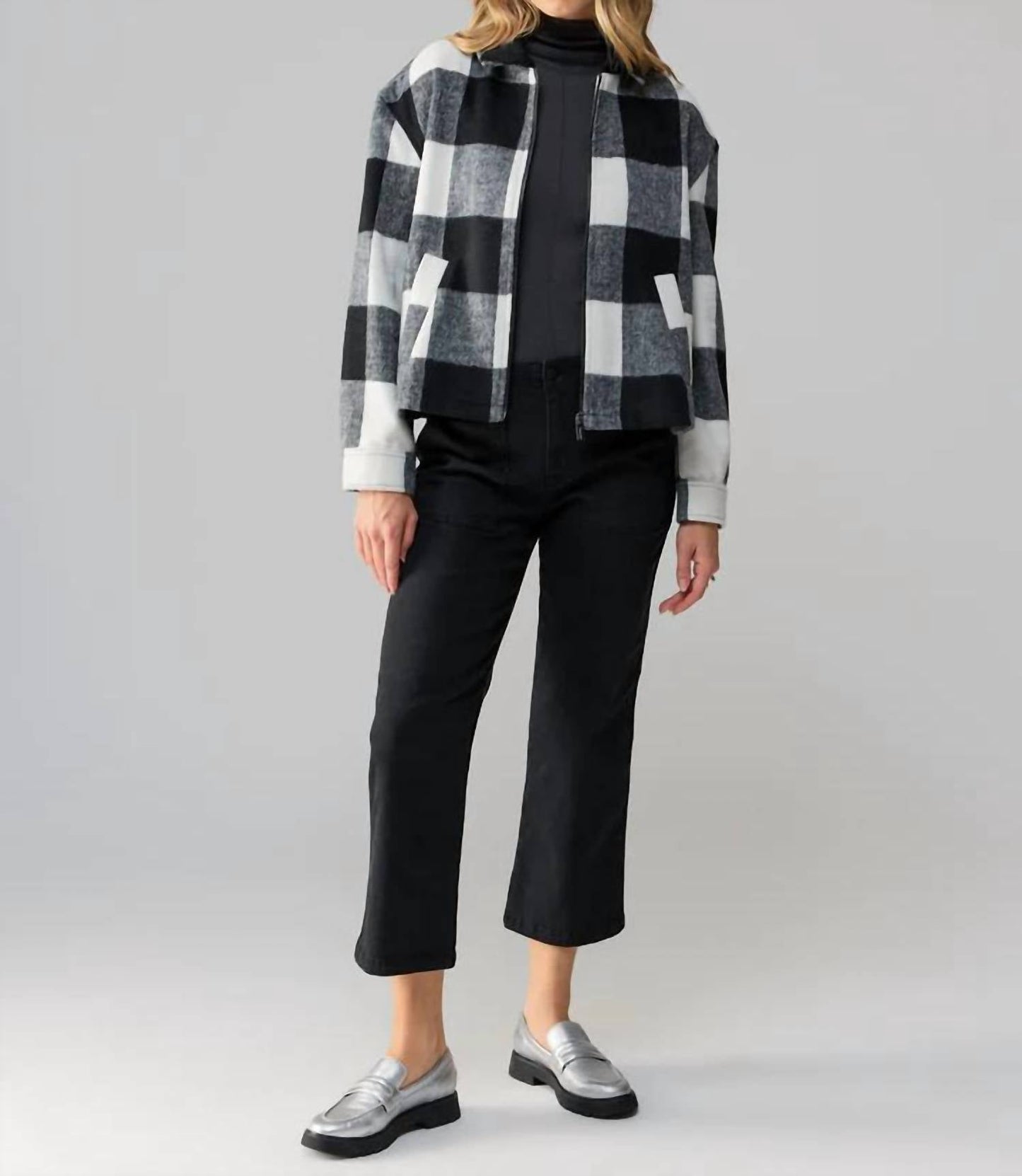 Sanctuary - Cropped Boy Shirt Zip Up Jacket