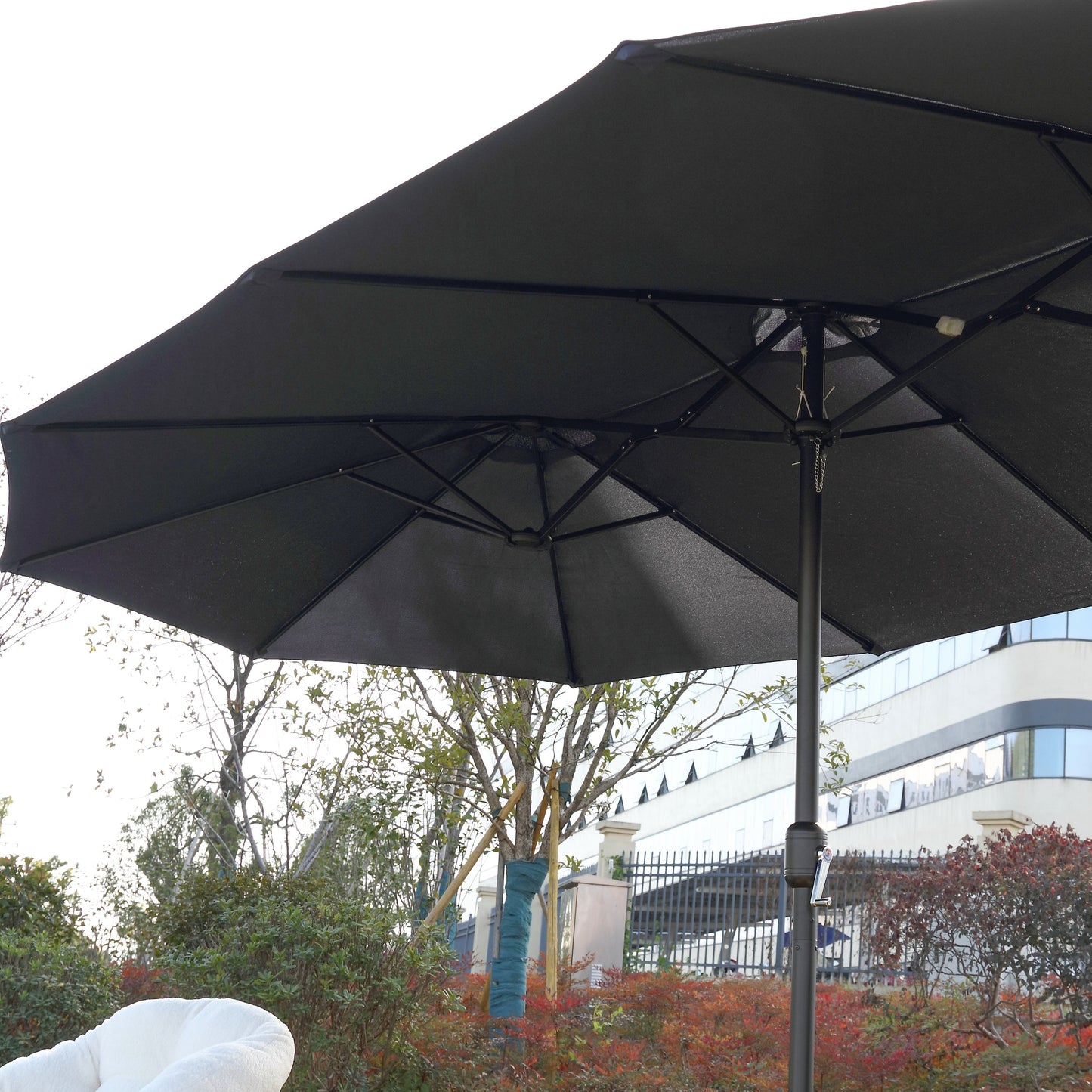 14.8 फीट डबल साइडेड आउटडोर छाता आयताकार बड़ा, क्रैंक के साथ (नेवी ब्लू)