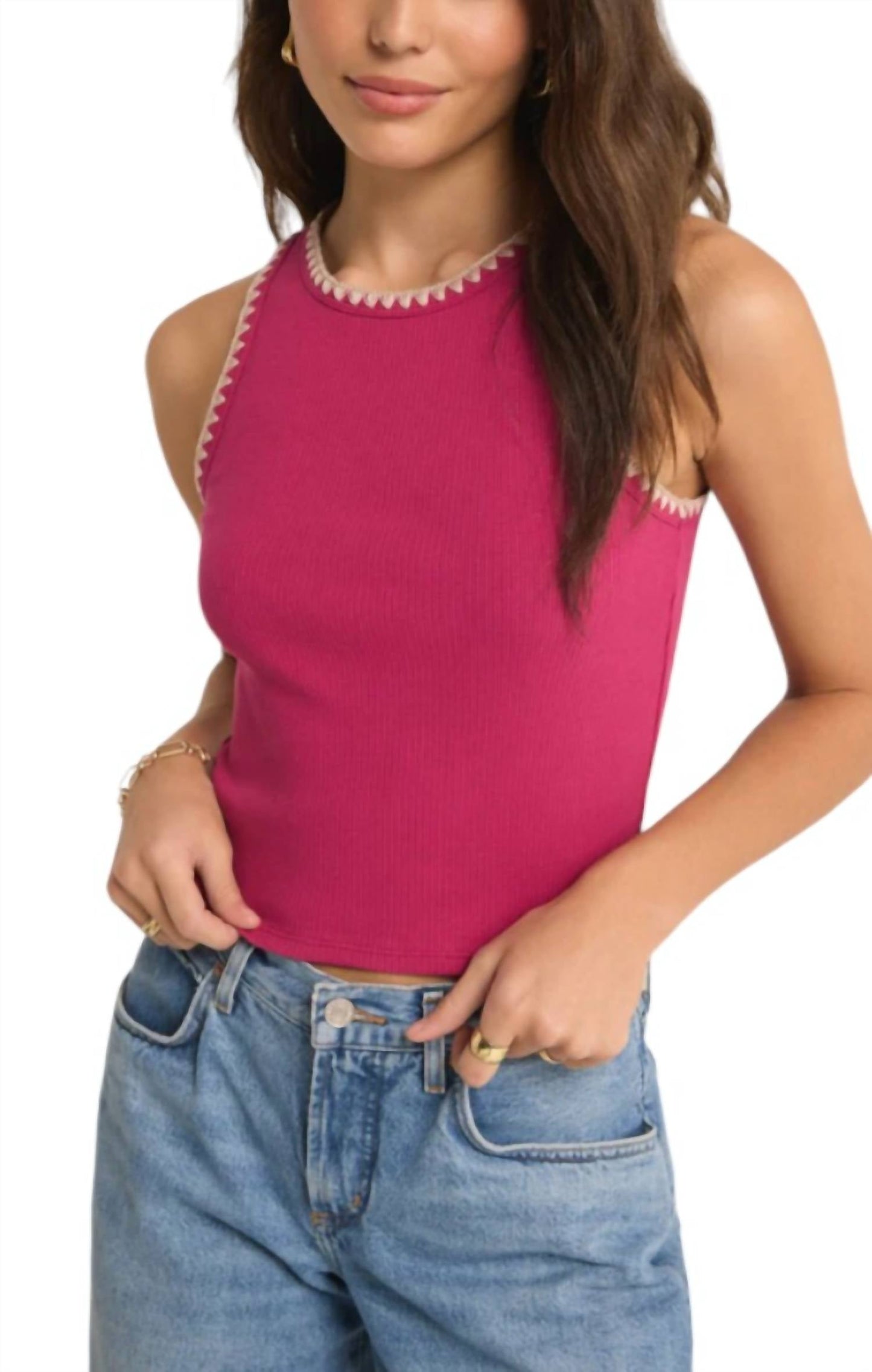 Z Supply - AVRIL RIB WHIPSTITCH TOP