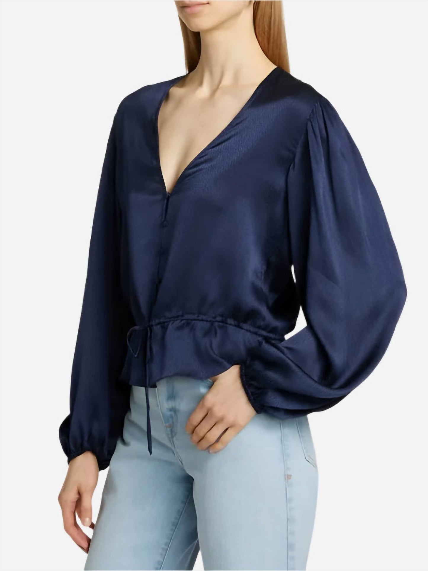 Frame - Cinched V-Neck Blouse