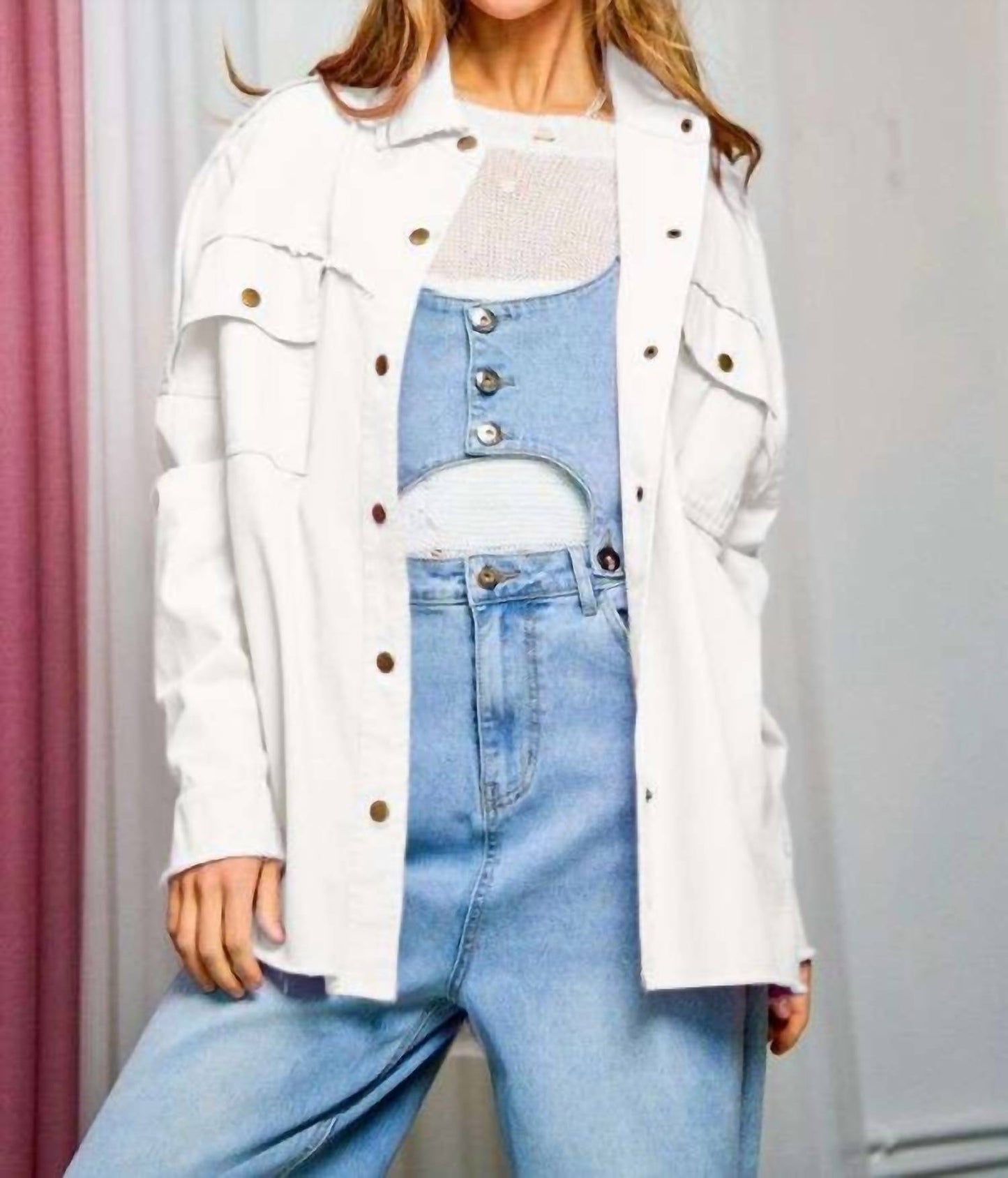 Davi & Dani - Multi Color Letters Fringed Hem Detail Shirt