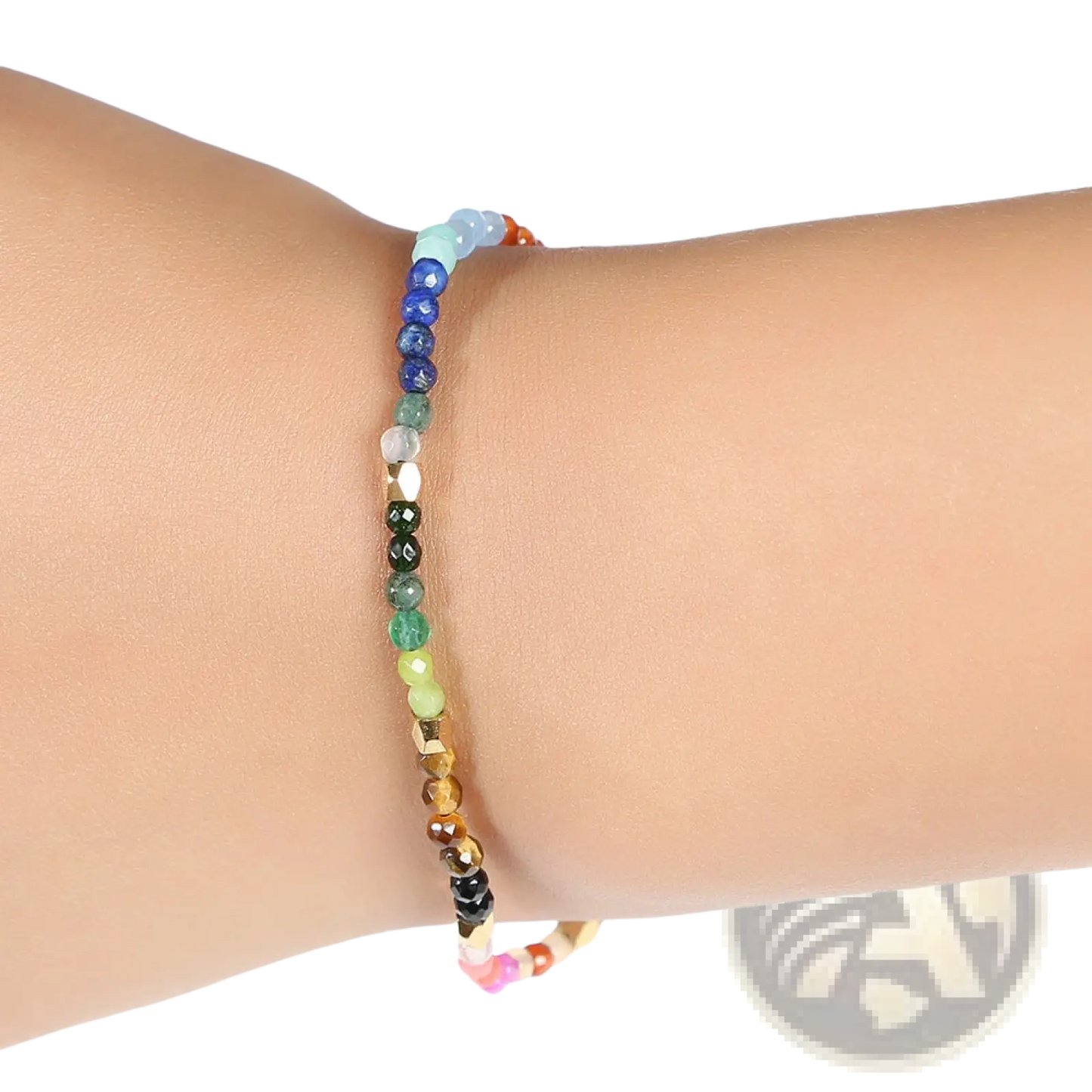 7 Chakras Constellation Agate Bracelet with Gold Accents