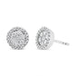 AGS Certified 14K White Gold 1.0 Cttw Brilliant-Cut Diamond Halo-Style Cluster Round Button Stud Earrings (G-H Color, I1-I2 Clarity)