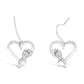 Sterling Silver Round Cut Diamond Heart Dangle Earrings (0.09 cttw, H-I Color, I1-I2 Clarity)