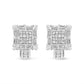 14K White Gold 1.0 Cttw Princess and Baguette-Cut Diamond Square Framed Huggie Hoop Omega Earrings (H-I Color, SI1-SI2 Clarity)
