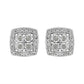 .925 Sterling Silver 1/4 cttw Round Cut Diamond Square Shape Milgrain Stud Earrings (I-J Color, I3 Clarity)