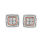 10K Yellow, White, and Rose Gold Plated Sterling Silver Diamond Accent Earrings (I-J Clarity, I3 Color)