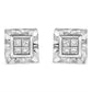 .925 Sterling Silver 1/6 Cttw Invisible Set Princess-Cut Diamond Quad Composite Stud Earrings (H-I Color, I1-I2 Clarity)