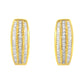 10K Yellow Gold 3/4 Cttw Pave and Channel Set Diamond Triple Row Modern Hoop Earrings (I-J Color, I2-I3 Clarity)