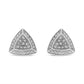 .925 Sterling Silver Diamond-Accented Trillion Shaped 4-Stone Halo-Style Stud Earrings (H-I Color, I2-I3 Clarity)