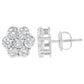 Sterling Silver 2 cttw Floral Composite 7 Stone Diamond Stud Earring (I-J, I1-I2)