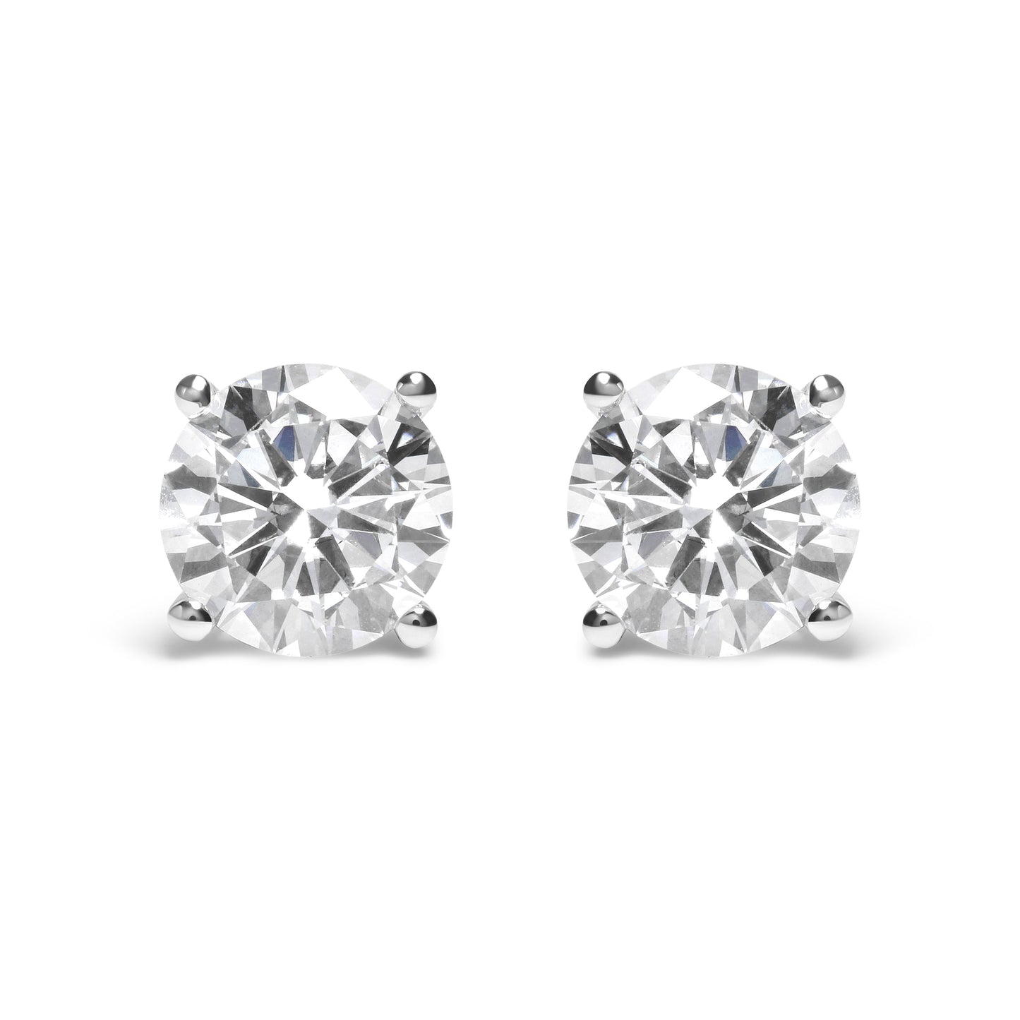 IGI Certified 14K White Gold 5.00 Cttw Round Brilliant-Cut Lab Grown Diamond Classic 4-Prong Stud Earrings with Screw Backs (F-G Color, SI1 Clarity)