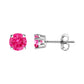 10K White Gold 1/2 Cttw Lab Created Round Brilliant Cut Pink Diamond Classic 4-Prong Solitaire Stud Earrings (Fancy Pink Color, VVS2-VS1 Clarity)
