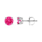 10K White Gold 1.0 Cttw Lab Created Round Brilliant Cut Pink Diamond Classic 4-Prong Solitaire Stud Earrings (Fancy Pink Color, VVS2-VS1 Clarity)