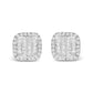 10K White Gold 7/8 Cttw Diamond Princess Composite and Halo Stud Earrings (I-J Color, I1-I2 Clarity)