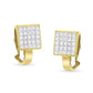 14K Yellow Gold 3-1/5 Cttw Princess Cut Diamond Â¾ Square Invisible Set Grid Huggy Style Omega Back Stud Earrings (G-H Color, VS1-VS2 Clarity)