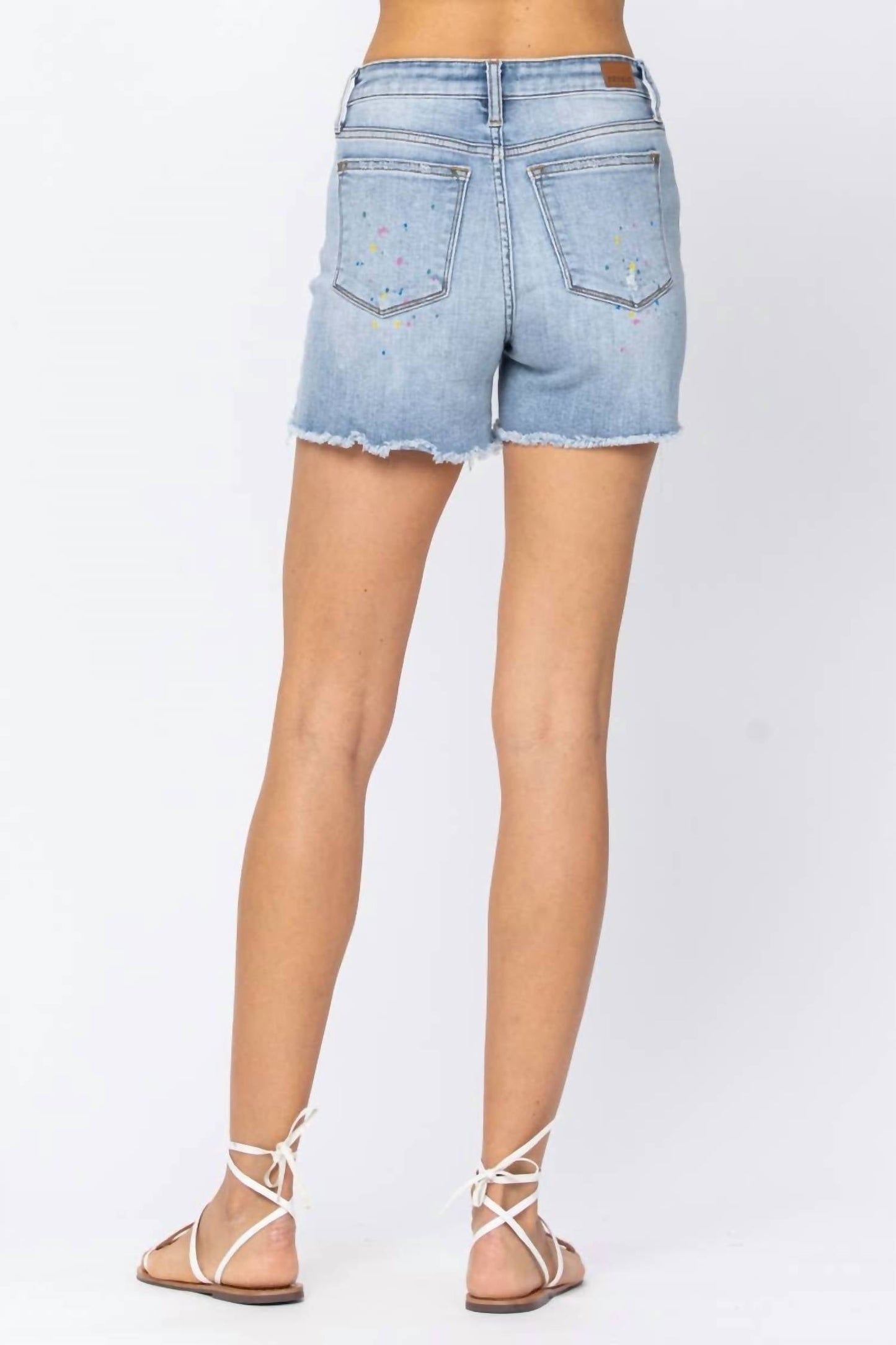 Judy Blue - High Rise Paint Splash Destroy Shorts