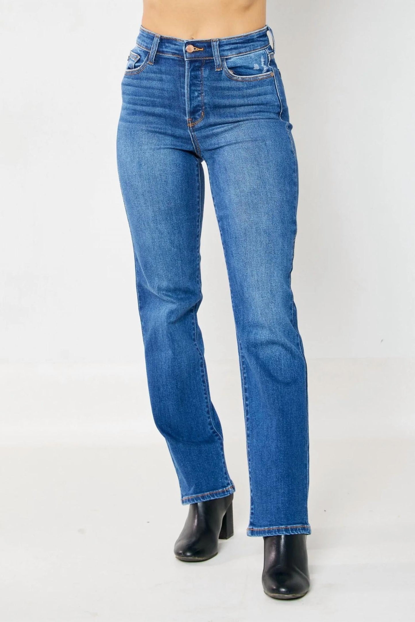 Judy Blue - High-waist Hidden Button-fly Dad Jean