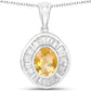 4.18 Carat Genuine Citrine and White Topaz .925 Sterling Silver Pendant
