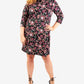 NY Collection Women's Plus Jacquard Knit Shift Dress with Necklace -Black/Wine Size 2X