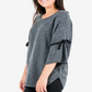 NY Collection Women's Marled Tie Sleeve Sweater Gray Size X-Large