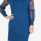 NY Collection Women's Lace Sleeve Bodycon Dress Blue Size X-Large