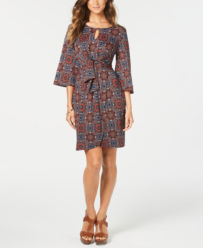 NY Collection Women's Printed Faux Wrap Dress Red Size Petite Large