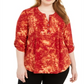 NY Collection Women's Printed Pleated Top Red Size 3X