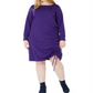 NY Collection Women's Plus Ruched Hem Dress Purple Size 3X