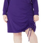 NY Collection Women's Plus Ruched Hem Dress Purple Size 3X