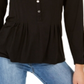 NY Collection Women's Lace Yoke Knit Top Black Size Petite Medium