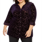 NY Collection Women's Plus Velvet Burnout Top Purple Size 2X