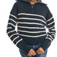 Nautica Women's Striped Quarter Zip Sweater Blue Size Large