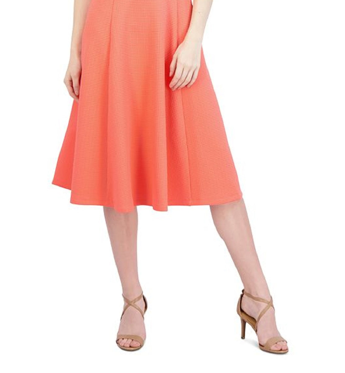 Sandra Darren Women's Textured Keyhole Fit & Flare Dress Orange Size Small