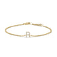 10K White Gold Diamond Accent "A" Initial Charm and Link Bracelet
