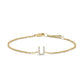 10K White Gold Diamond Accent "A" Initial Charm and Link Bracelet