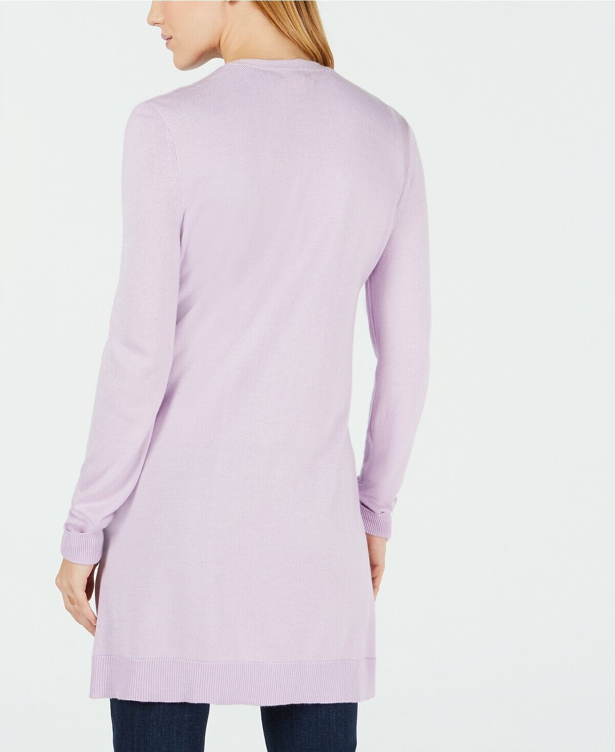 Maison Jules Women's Long Open Front Jersey Cardigan Purple Size X-Small