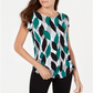 Alfani Women's Petite Printed Round Hem T-Shirt Pink Size Petite S/M