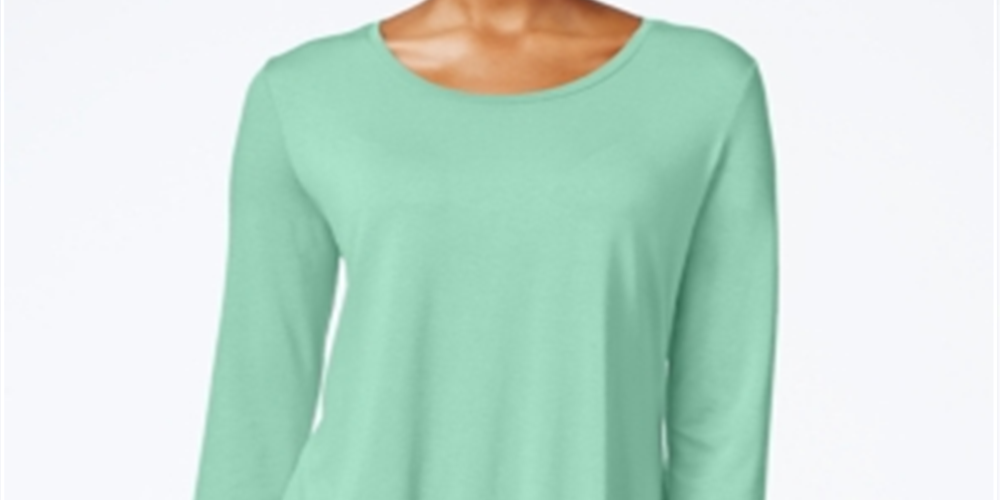 JM Collection Women's Scoop Neck Top Blue Size XX-Large
