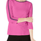 Charter Club Women's Contrast Stripe Cotton Pullover Top Pink Size Large