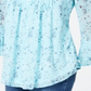 Charter Club Women's Floral Double Ruffle Blouse Blue Size X-Large