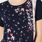 Charter Club Women's Printed Short Sleeve T-Shirt Blue Size Large