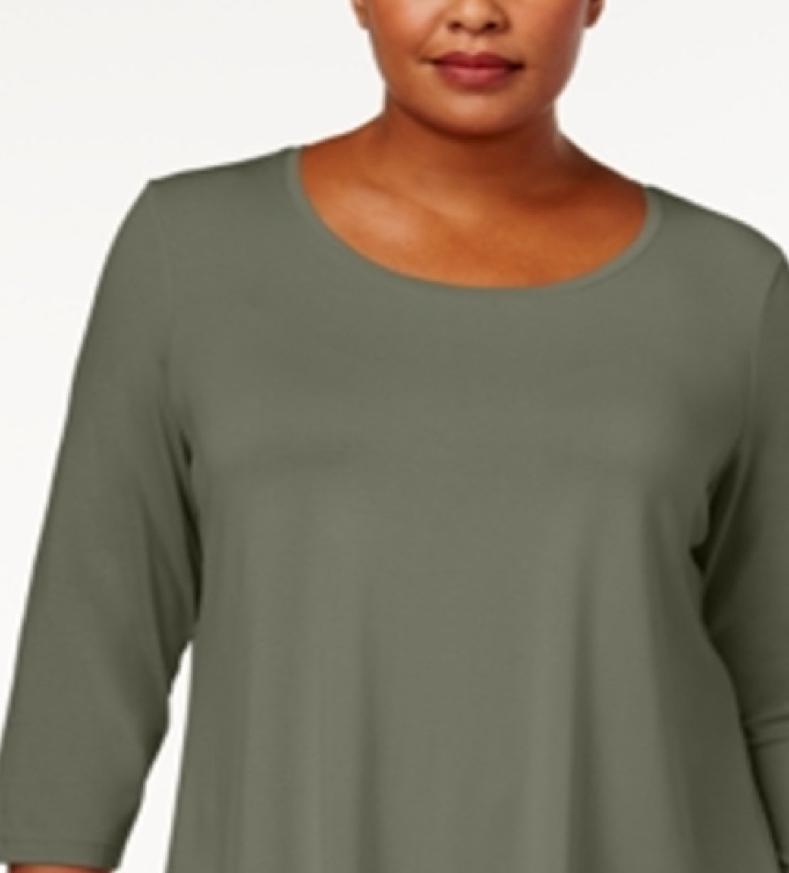 JM Collection Women's Scoopneck Top Green Size 4X