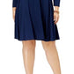 Style & Co Women's Plus Swing 3/4 Sleeves Casual Dress Blue Size 0X